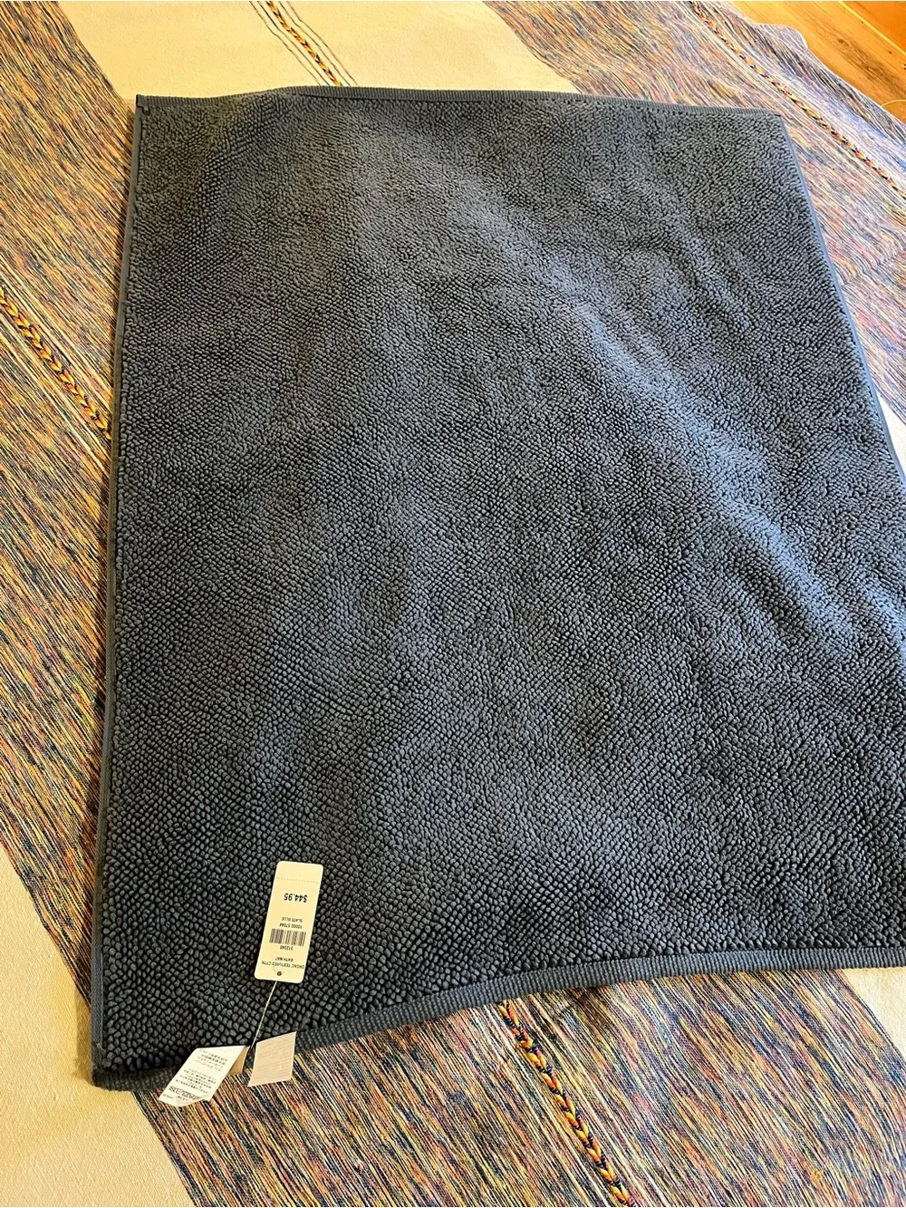 NEW! With Tags! L.L.Bean Slate Blue Organic Textured Cotton Bath Mat